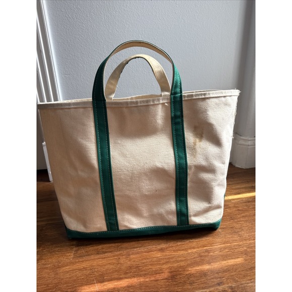Vtg‎ LL Bean Boat Tote Canvas Crinkle Heritage 80s Made in USA 23 X 12 - Picture 2 of 11